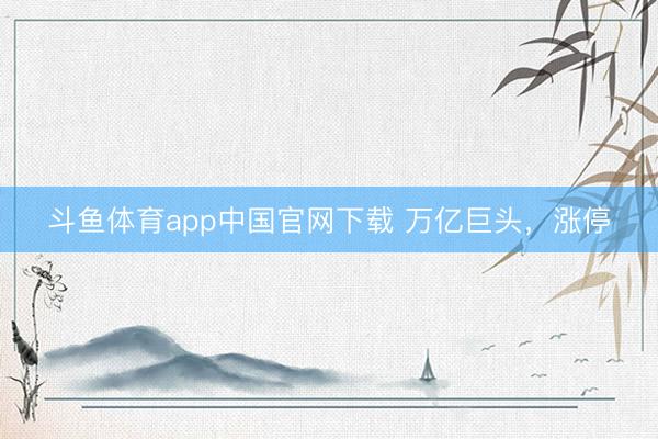 斗鱼体育app中国官网下载 万亿巨头，涨停