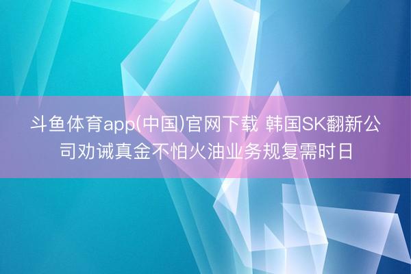 斗鱼体育app(中国)官网下载 韩国SK翻新公司劝诫真金不怕火油业务规复需时日