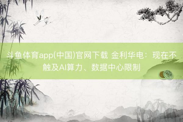 斗鱼体育app(中国)官网下载 金利华电：现在不触及AI算力、数据中心限制