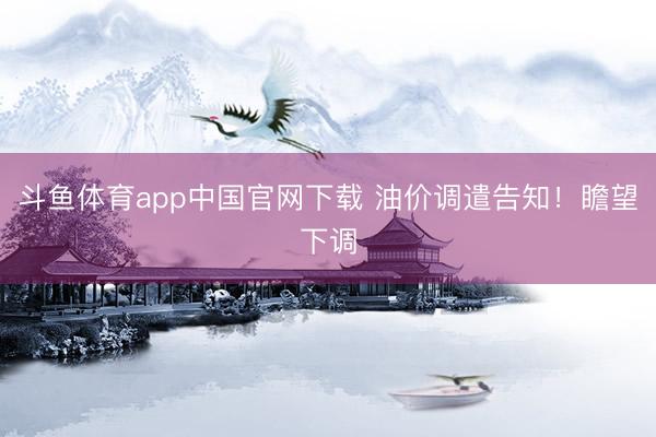 斗鱼体育app中国官网下载 油价调遣告知！瞻望下调
