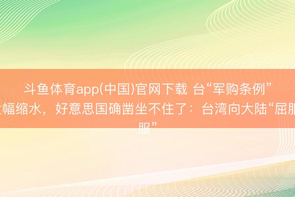 斗鱼体育app(中国)官网下载 台“军购条例”大幅缩水，好意思国确凿坐不住了：台湾向大陆“屈服”