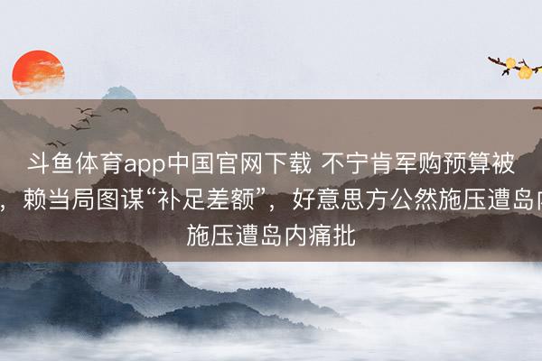 斗鱼体育app中国官网下载 不宁肯军购预算被打6折，赖当局图谋“补足差额”，好意思方公然施压遭岛内痛批
