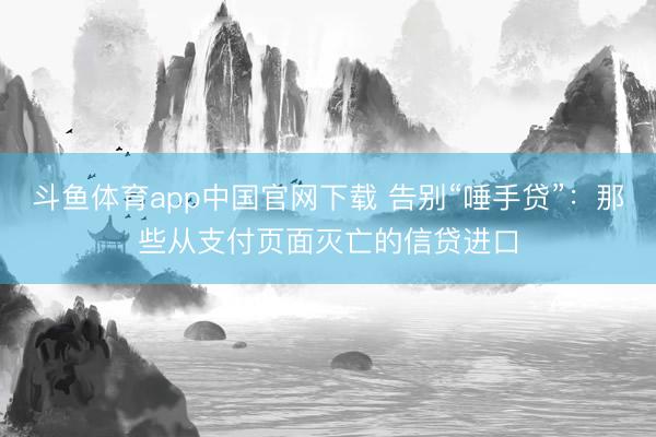 斗鱼体育app中国官网下载 告别“唾手贷”：那些从支付页面灭亡的信贷进口