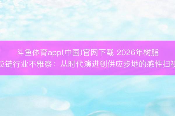斗鱼体育app(中国)官网下载 2026年树脂拉链行业不雅察：从时代演进到供应步地的感性扫视