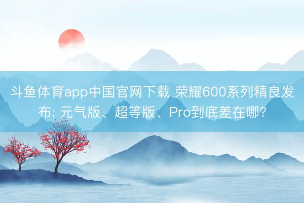 斗鱼体育app中国官网下载 荣耀600系列精良发布: 元气版、超等版、Pro到底差在哪?