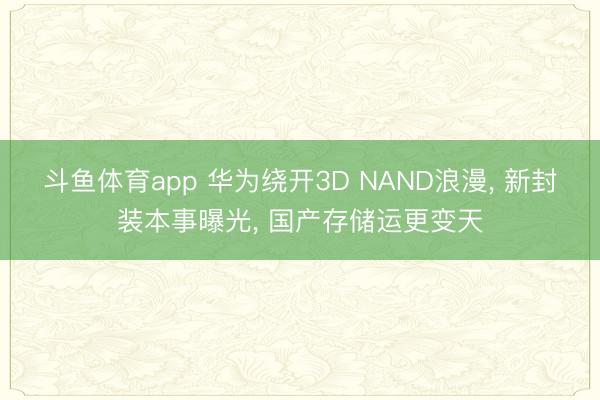 斗鱼体育app 华为绕开3D NAND浪漫， 新封装本事曝光， 国产存储运更变天