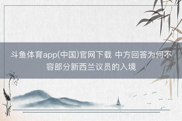 斗鱼体育app(中国)官网下载 中方回答为何不容部分新西兰议员的入境