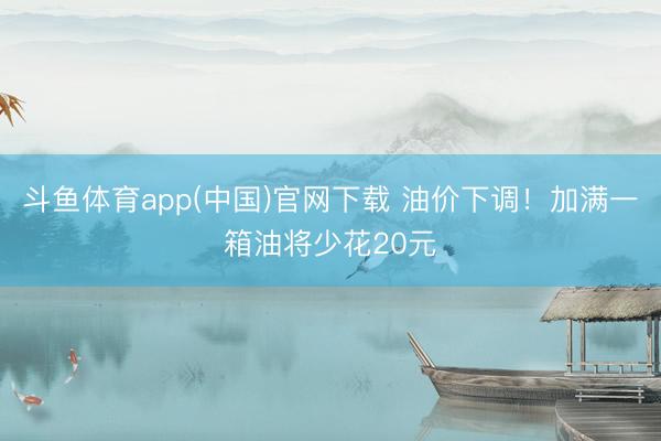 斗鱼体育app(中国)官网下载 油价下调！加满一箱油将少花20元