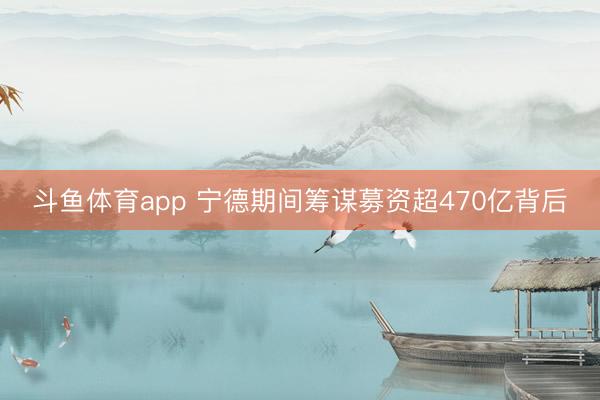 斗鱼体育app 宁德期间筹谋募资超470亿背后